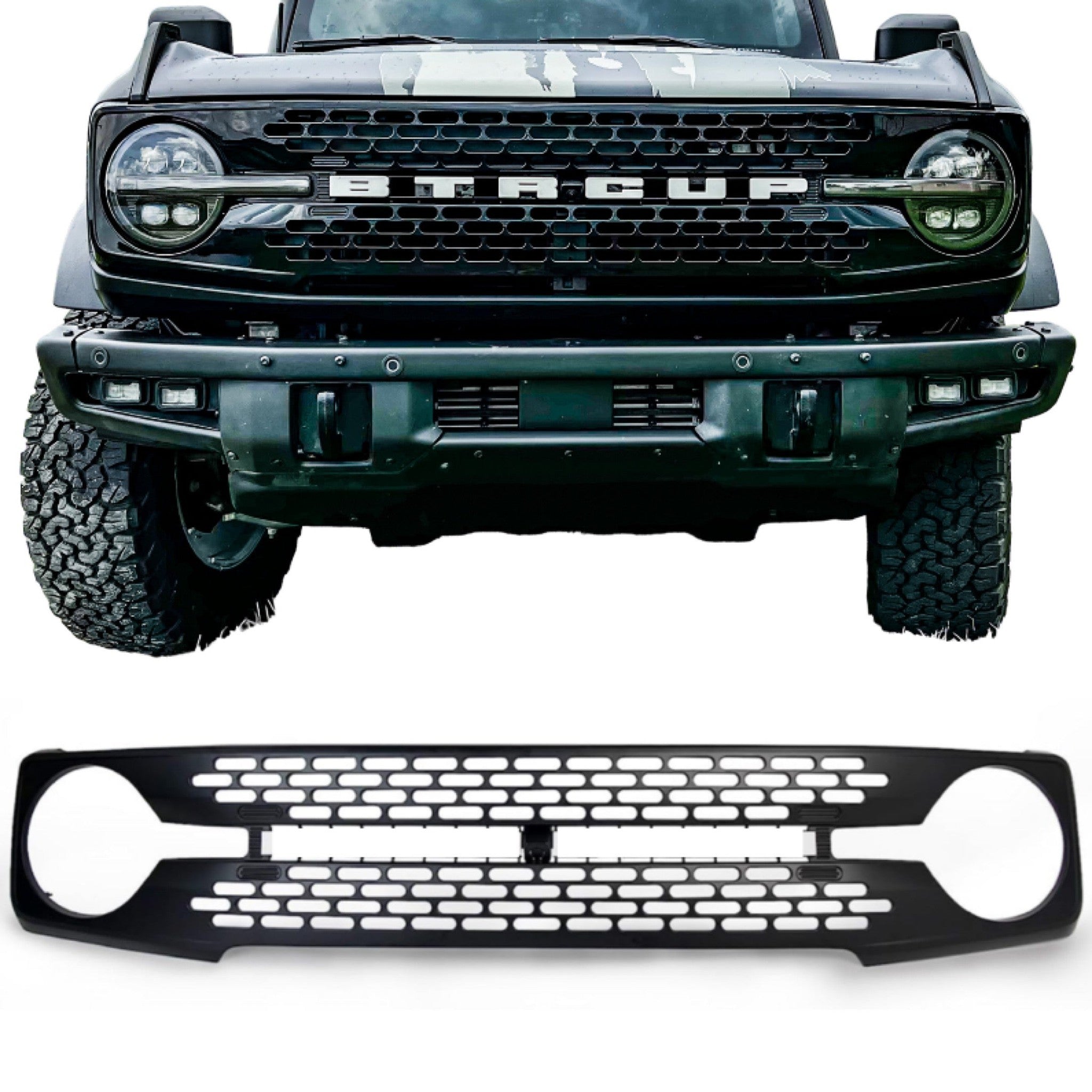 Buckle Up Off-Road Gloss Black Grille for 2021+ Ford Bronco | Wildtrak-Style | bub6gglossblackgril