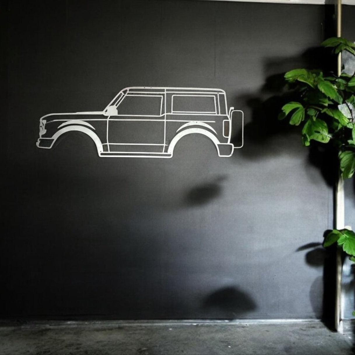 Buckle Up Off-Road 46" Metal Wall Art Hanging Silhouette of 21+ Ford Bronco (2 Door) | USA MADE