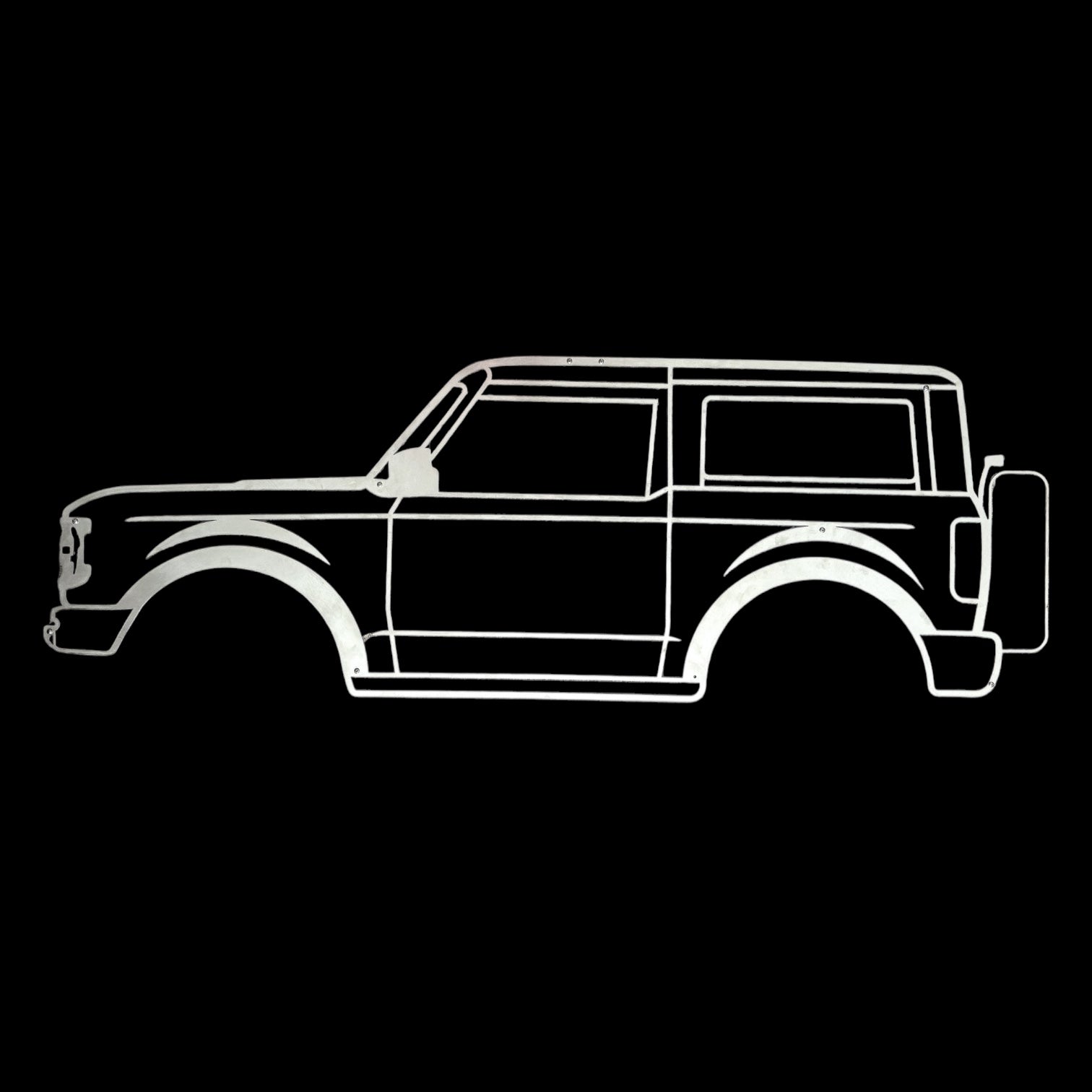 Buckle Up Off-Road 46" Metal Wall Art Hanging Silhouette of 21+ Ford Bronco (2 Door) | USA MADE