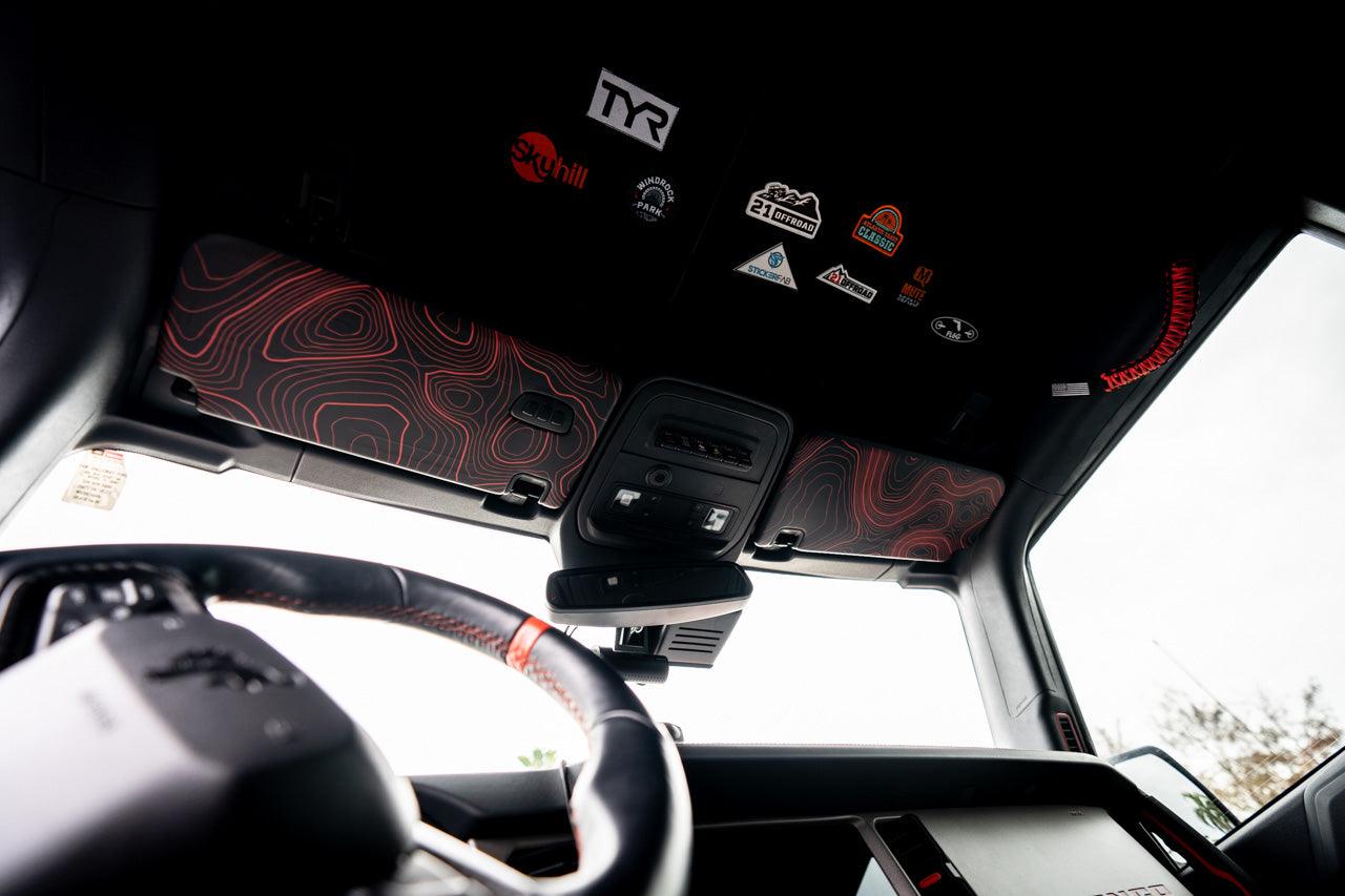 StickerFab Topographic Interior Sun Visor Overlays - 2024+ Ranger Raptor (with Homelink)