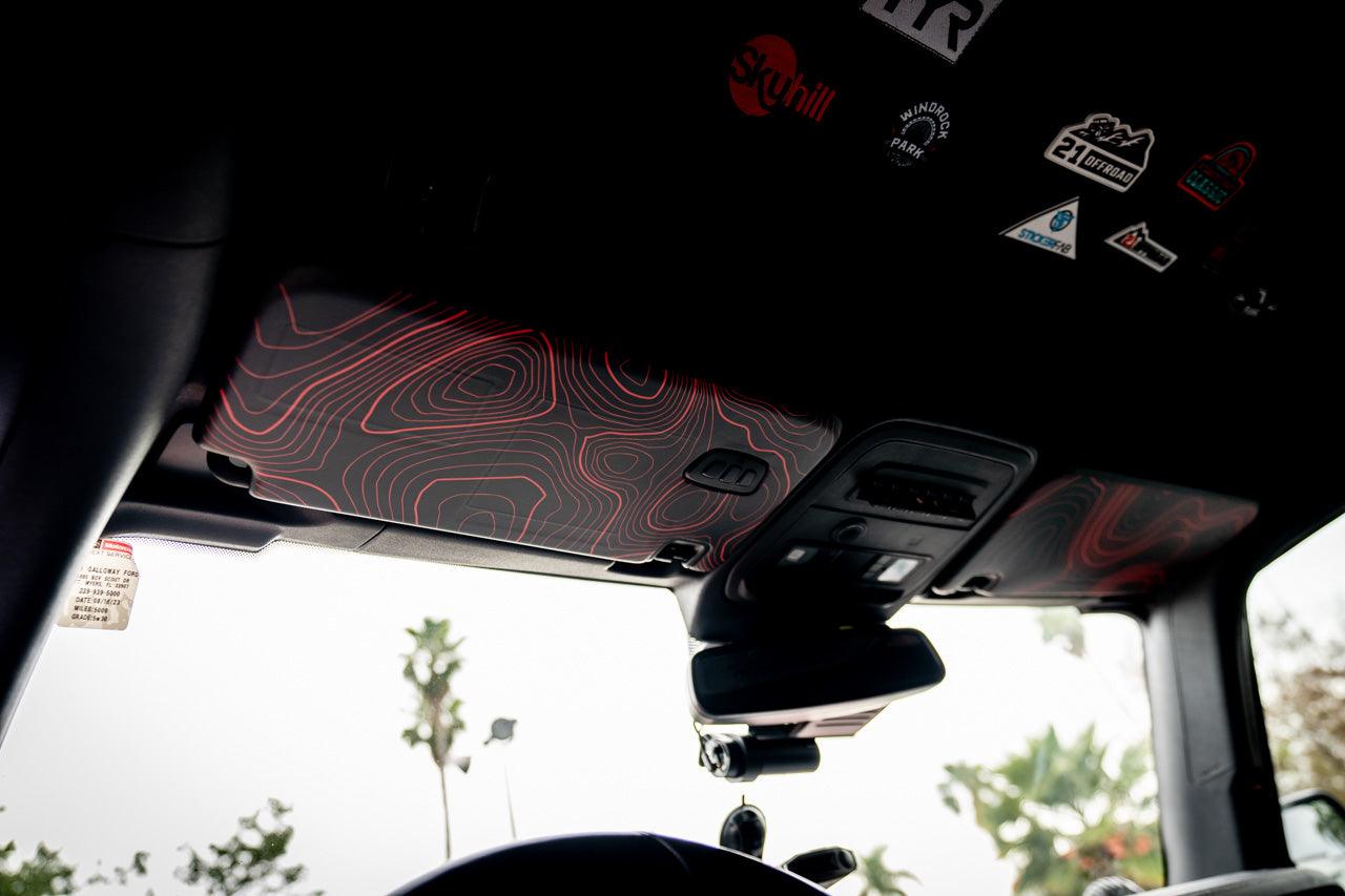 StickerFab Topographic Interior Sun Visor Overlays - 2024+ Ranger Raptor (with Homelink)