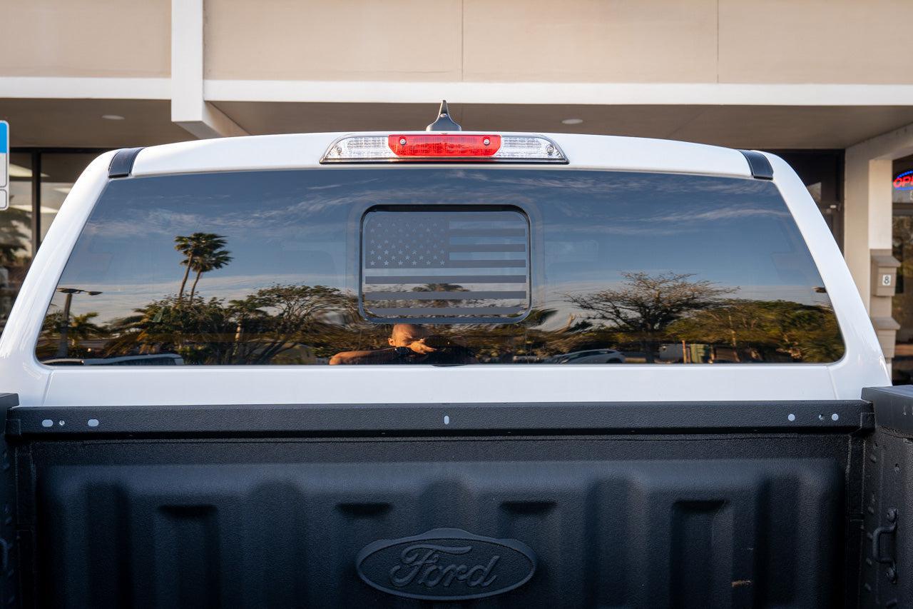 StickerFab American Flag Rear Window Overlay - 2024+ Ranger (Raptor) w/ Small Center Rear Window