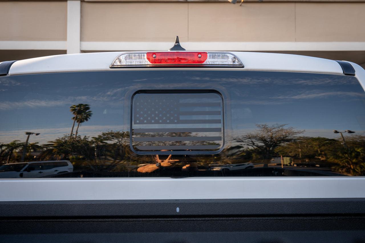 StickerFab American Flag Rear Window Overlay - 2024+ Ranger (Raptor) w/ Small Center Rear Window