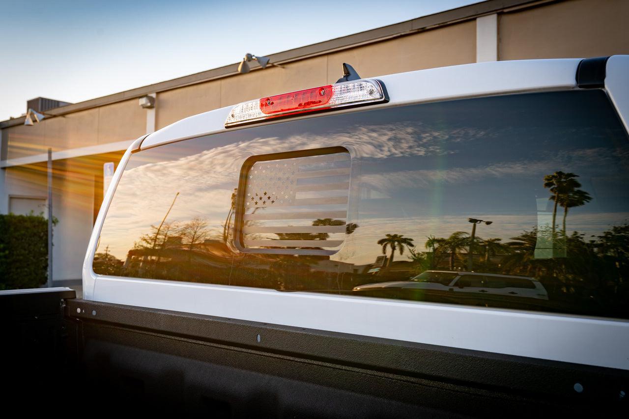 StickerFab American Flag Rear Window Overlay - 2024+ Ranger (Raptor) w/ Small Center Rear Window