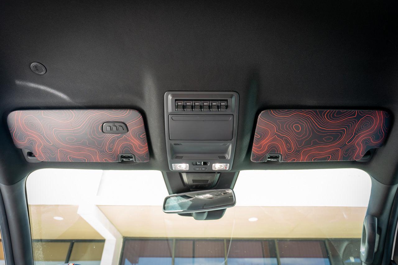 StickerFab Topographic Interior Sun Visor Overlays - 2024+ Ranger Raptor (with Homelink)