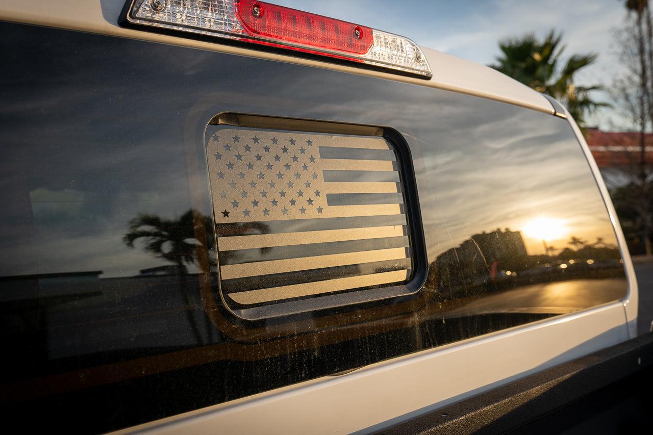 StickerFab American Flag Rear Window Overlay - 2024+ Ranger (Raptor) w/ Small Center Rear Window