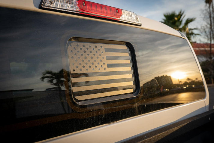 2024+ Ranger American Flag Rear Window Overlay – Buckle Up Off-Road