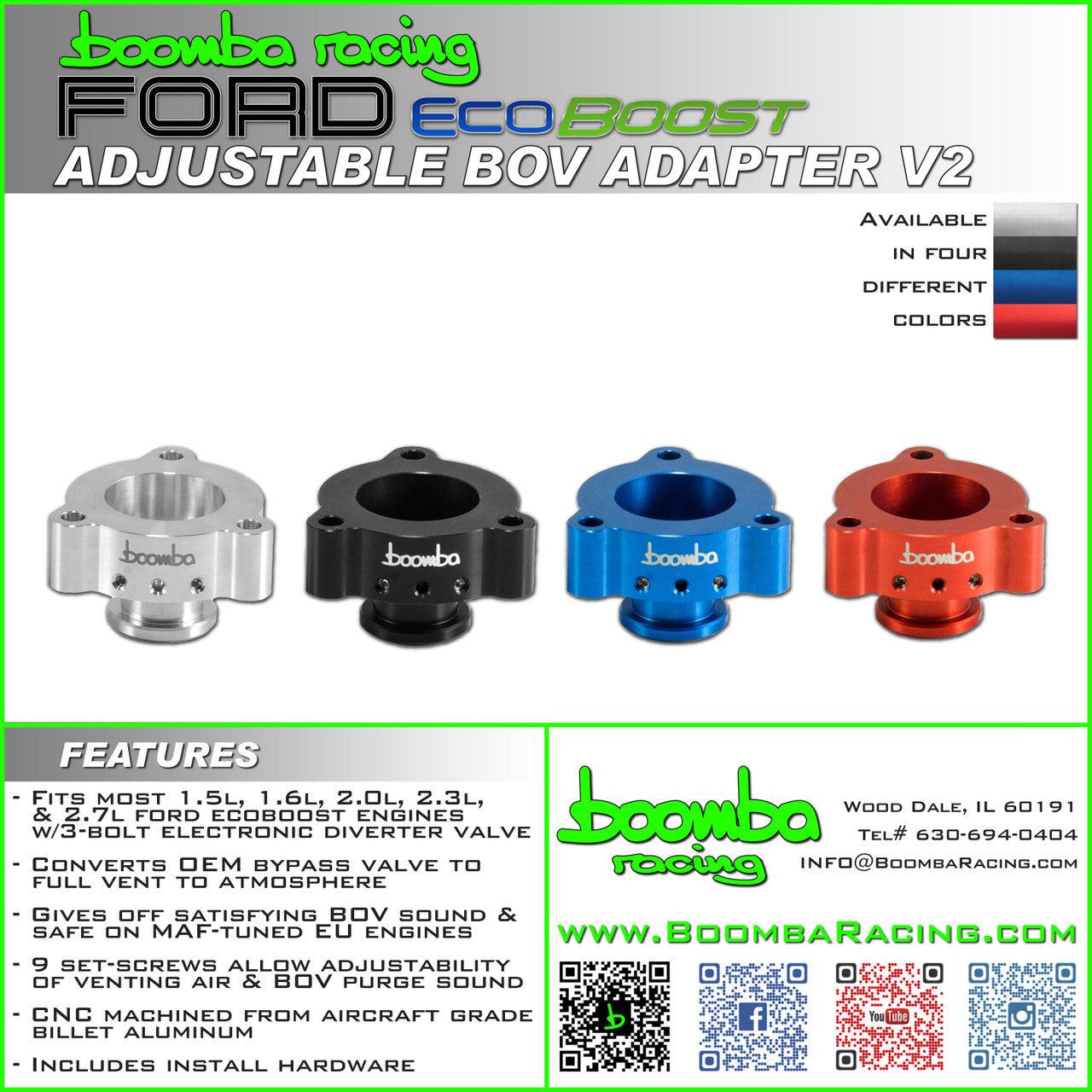 Boomba Racing 2.3L, 2.7L ADJUSTABLE Blow Off Valve Adapter for Ford Bronco, Ranger, & More - RED