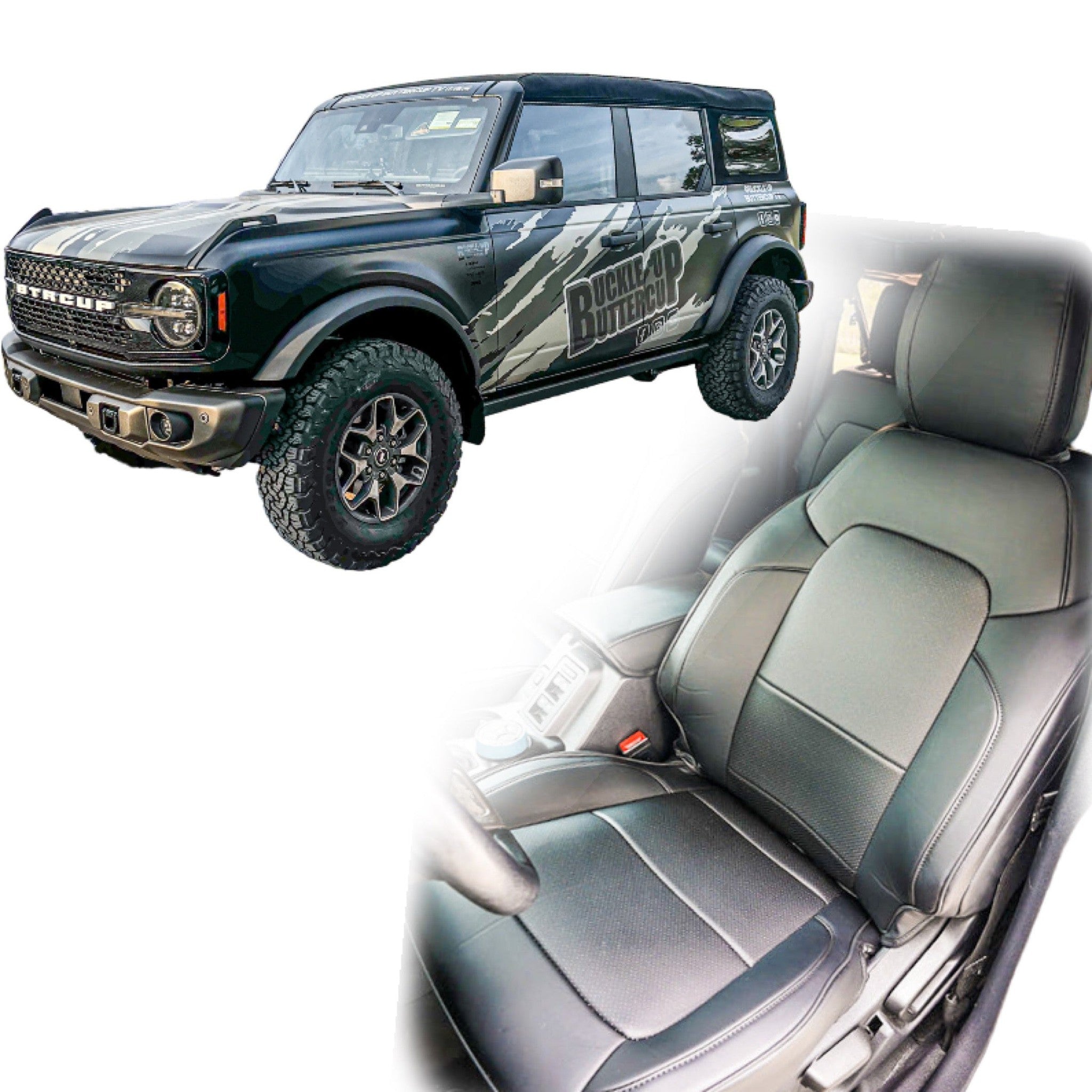 Buckle Up Off-Road PU Leather Seat Covers with Pockets for 2021+ Ford Bronco 4 Door