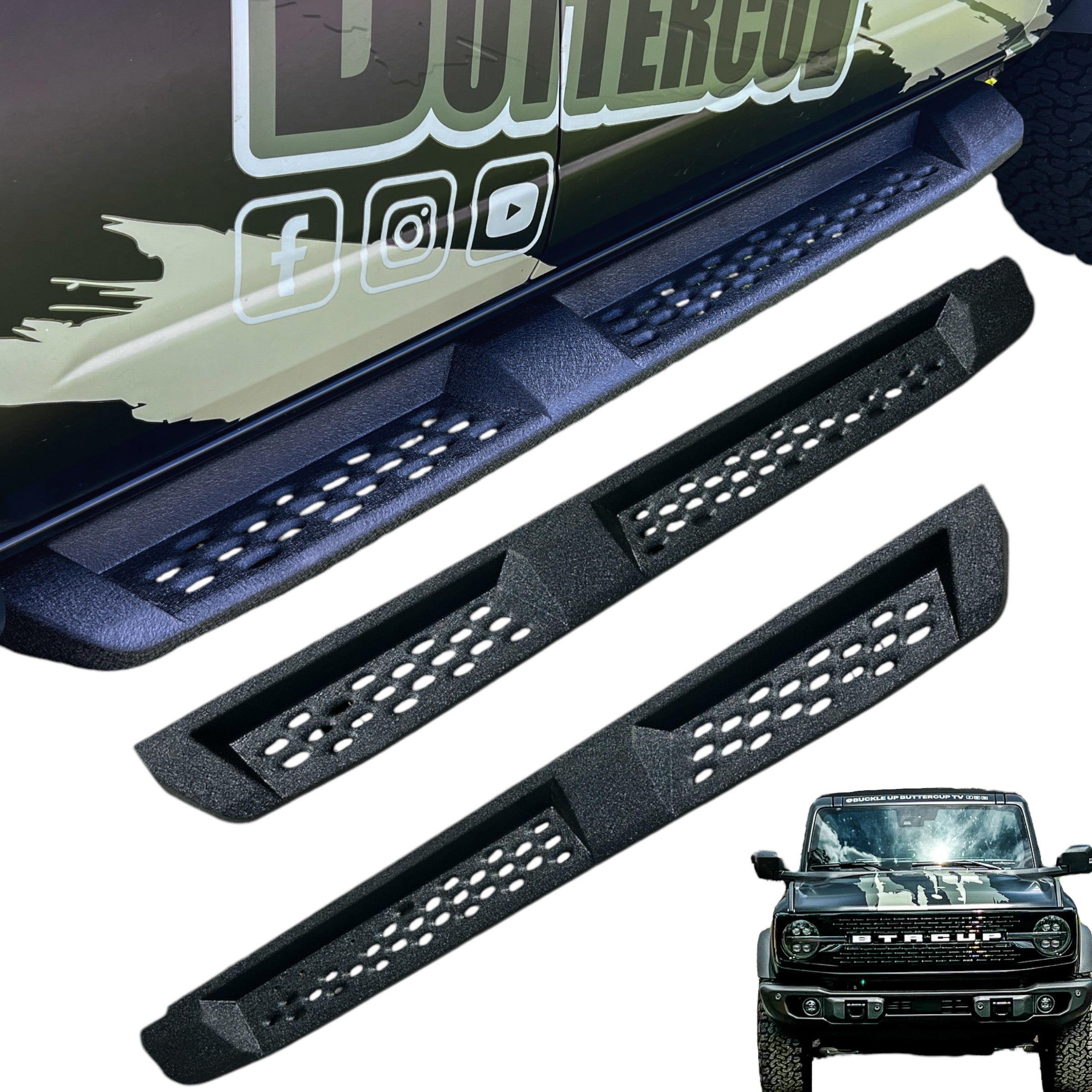 Buckle Up Off-Road 4DR Braptor Bolt On Side Steps (Raptor-Style) for 2021+ Bronco Without Rock Rails