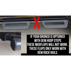 Buckle Up Off-Road Slide-In Rock Rail Mud Flaps For 2021+ Ford Bronco with Rock Rails | bub6gslideinflap