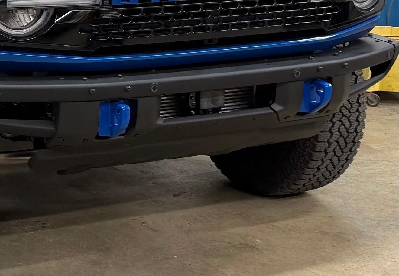 UPR Front Tow Hooks for OEM Modular Bumper for 2021+ Ford Bronco & Bronco Raptor (Blue) - Set of 2 | 2530-01