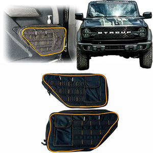 Buckle Up Off-Road Front Door Storage Bag Pockets for 2021+ Ford Bronco -Badlands Orange - Set of 2