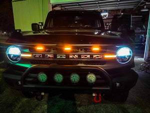 Lumen8 Grille Inserts with Amber Lighting 6pc Set for 2021+ Ford Bronco Big Bend & Outer Banks | bub6gobxgrille