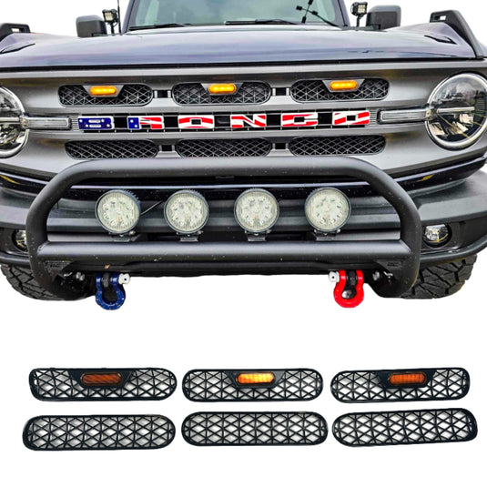 Lumen8 Grille Inserts w/ Amber Lighting 6pc Set for 2021+ Ford Bronco Big Bend & Outer Banks