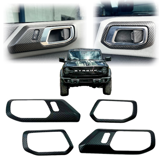 Buckle Up Off-Road 4pc Inner Door Handle Frame Cover for 2021+ Ford Bronco 4-Door Matte Carbon