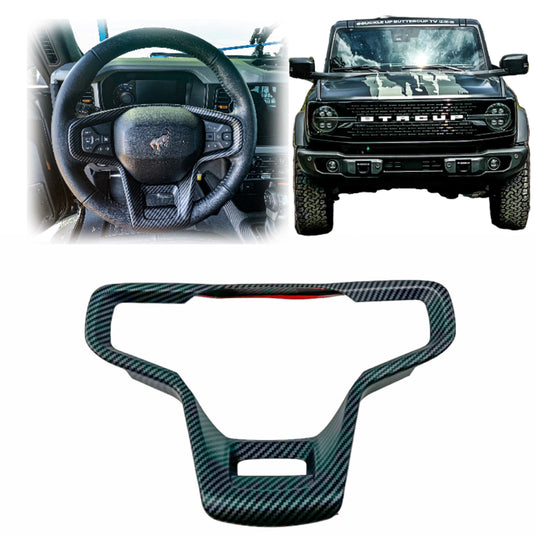 Buckle Up Off-Road Matte Carbon Steering Wheel Trim Cover for 2021+ Ford Bronco - Matte Carbon