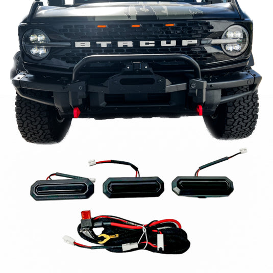 Lumen8 3PC Smoked Amber LED Grille Lights for 2021+ Ford Bronco Badlands, Wildtrak, & First Edition
