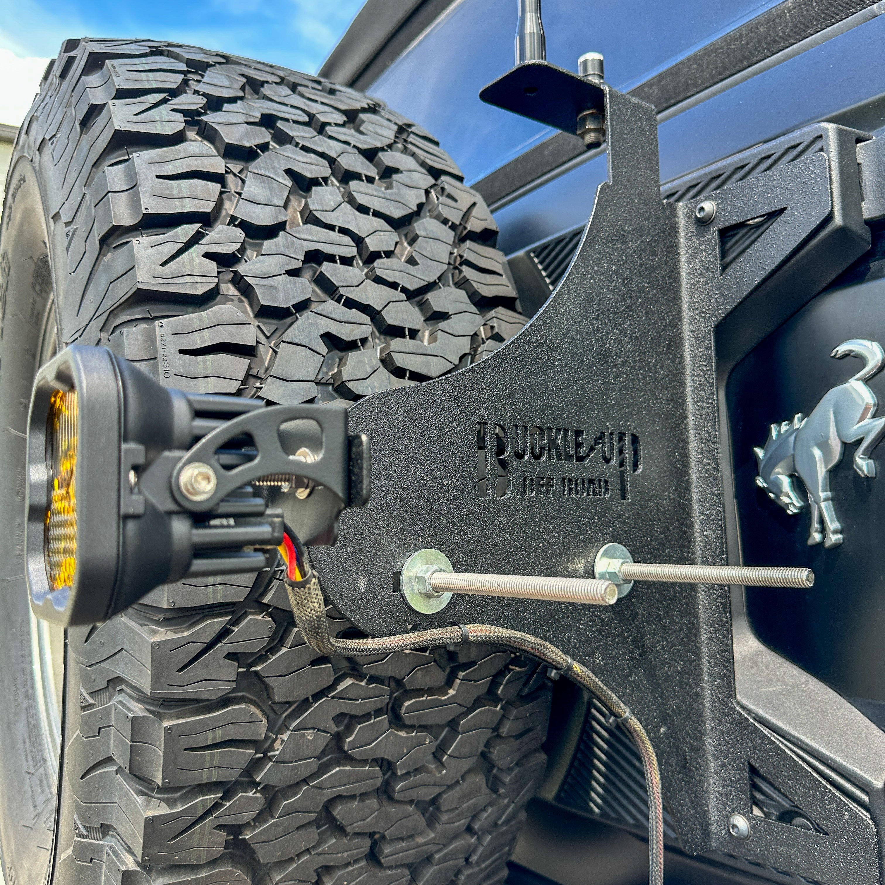 Buckle Up Off-Road KJM Recovery Track Board & Accessories Mount for 2021+ Ford Bronco Equipped W/ Our Braptor Spare Tire Reinforcment | USA MADE