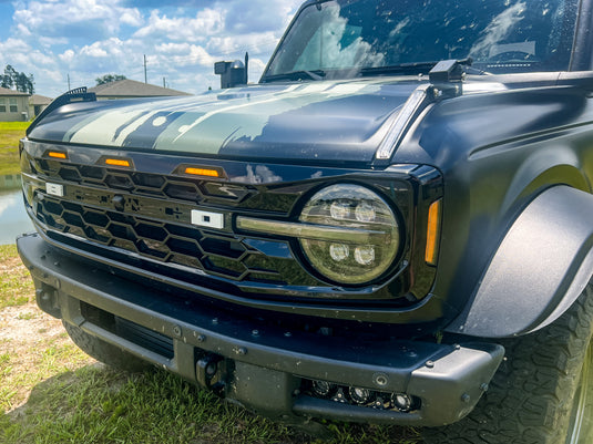 Buckle Up Off-Road Gloss Black Hex Grille with Amber Lighting for 2021+ Ford Bronco