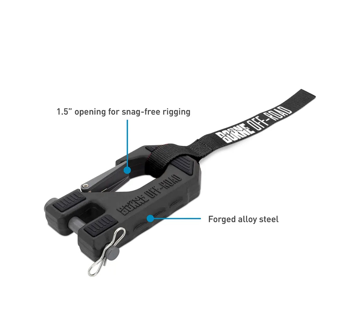 Borne Off-Road Winch Hook w/ Hand Tether for Ford Bronco & Universal Fitment | BNWN-HK-01BK