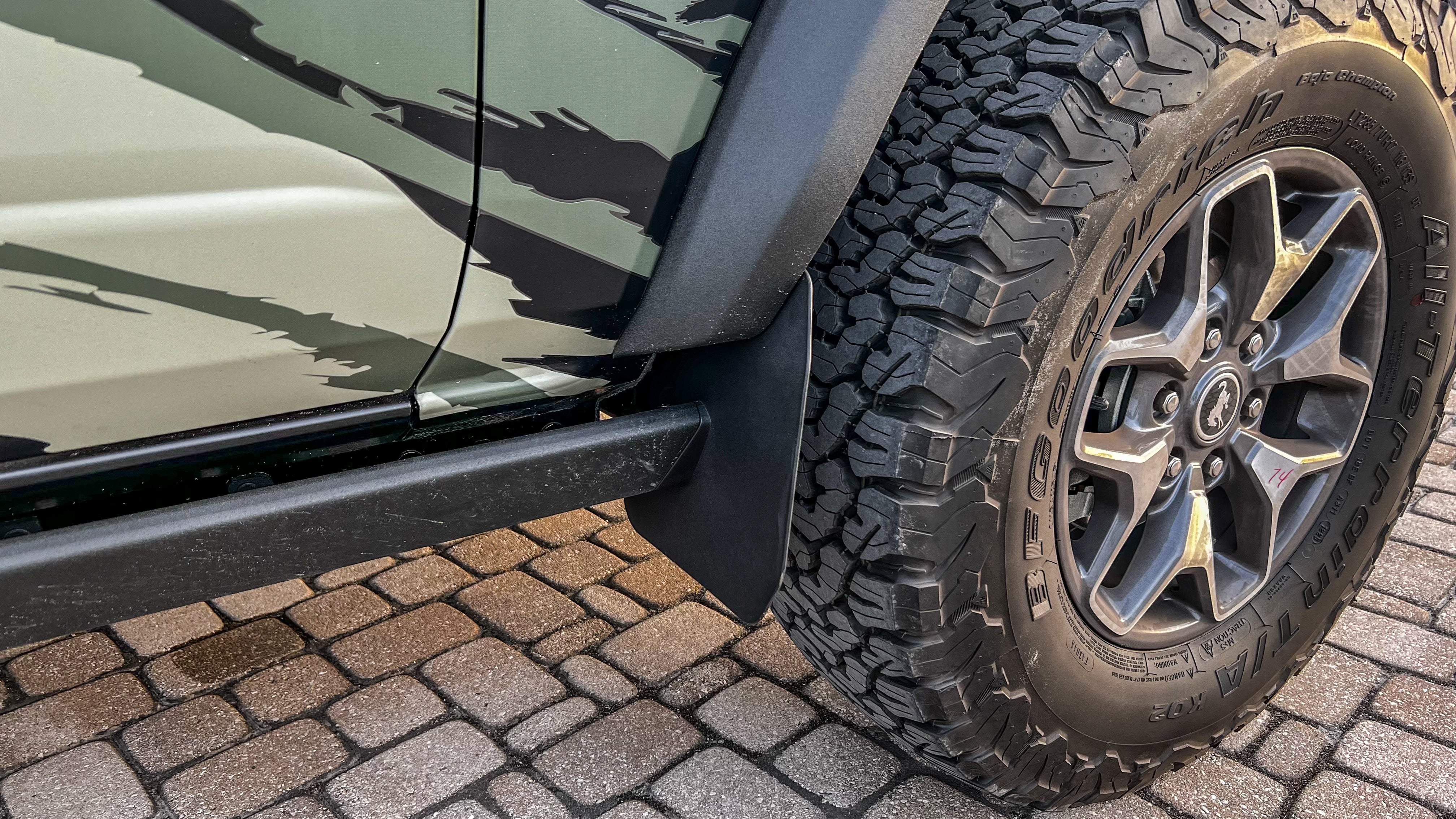 Buckle Up Off-Road Slide-In Rock Rail Mud Flaps For 2021+ Ford Bronco with Rock Rails | bub6gslideinflap