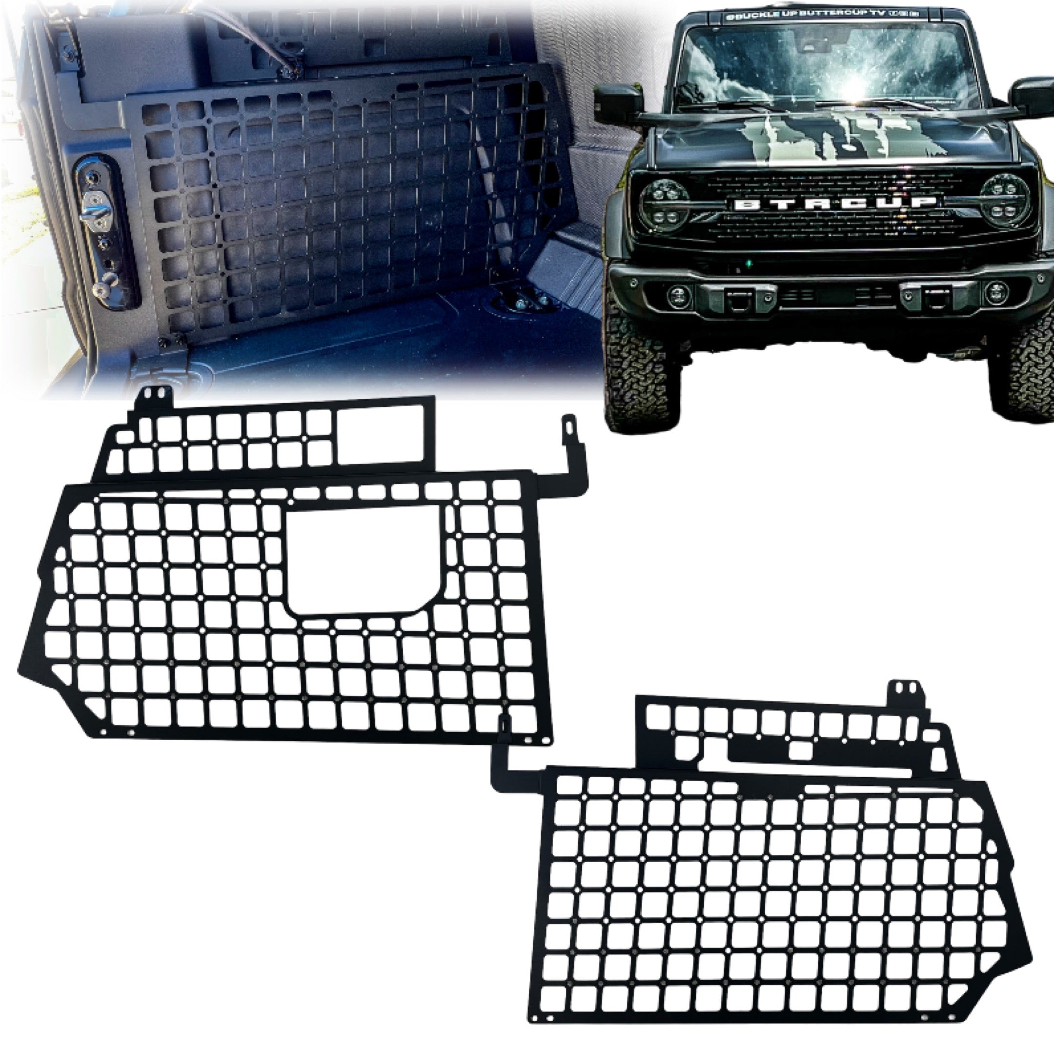 Buckle Up Off-Road Bottom Cargo Trunk Wall Molle Panel for 2021+ Ford Bronco 4Dr Set of 2