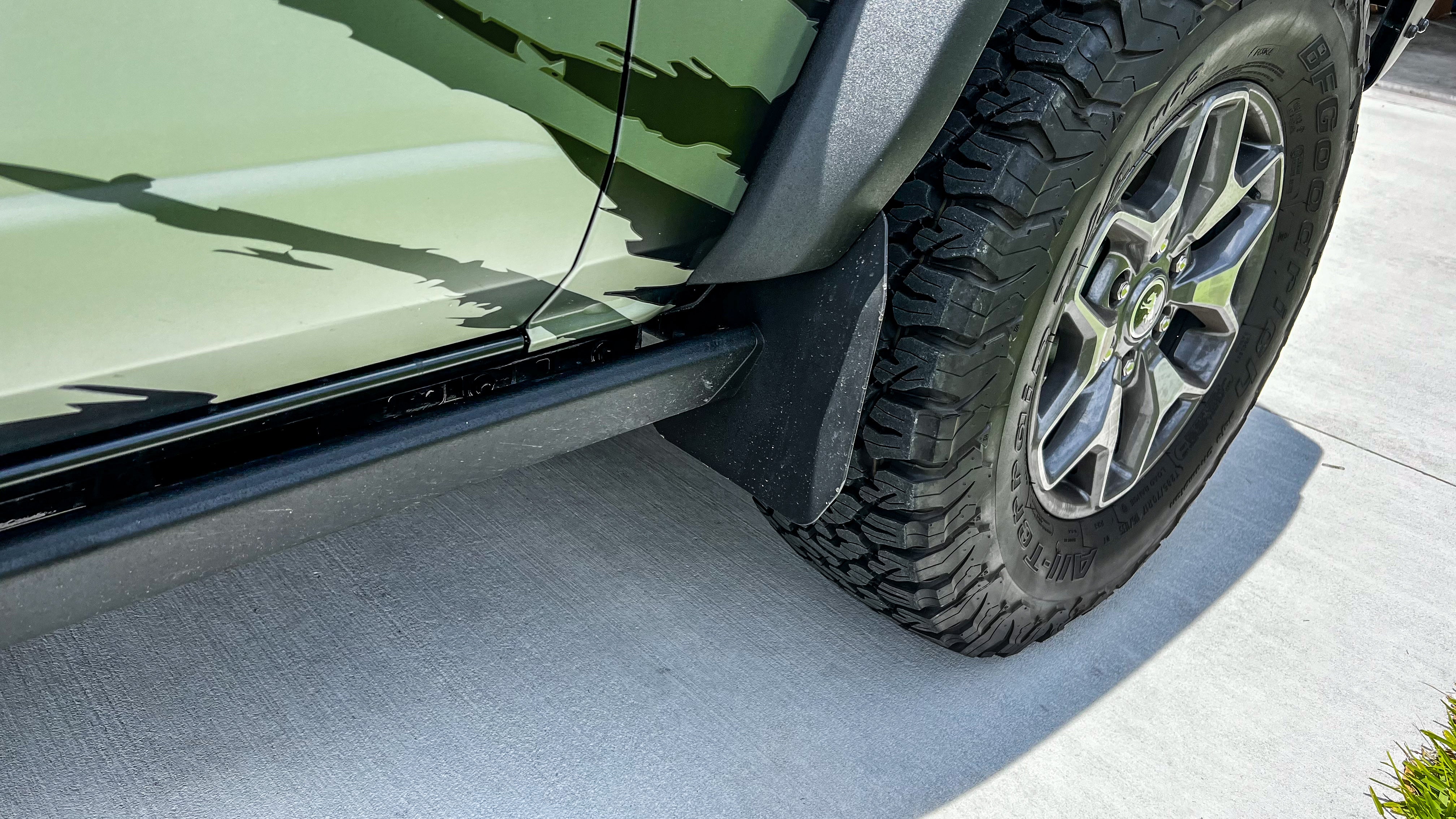 Buckle Up Off-Road Slide-In Rock Rail Mud Flaps For 2021+ Ford Bronco with Rock Rails | bub6gslideinflap