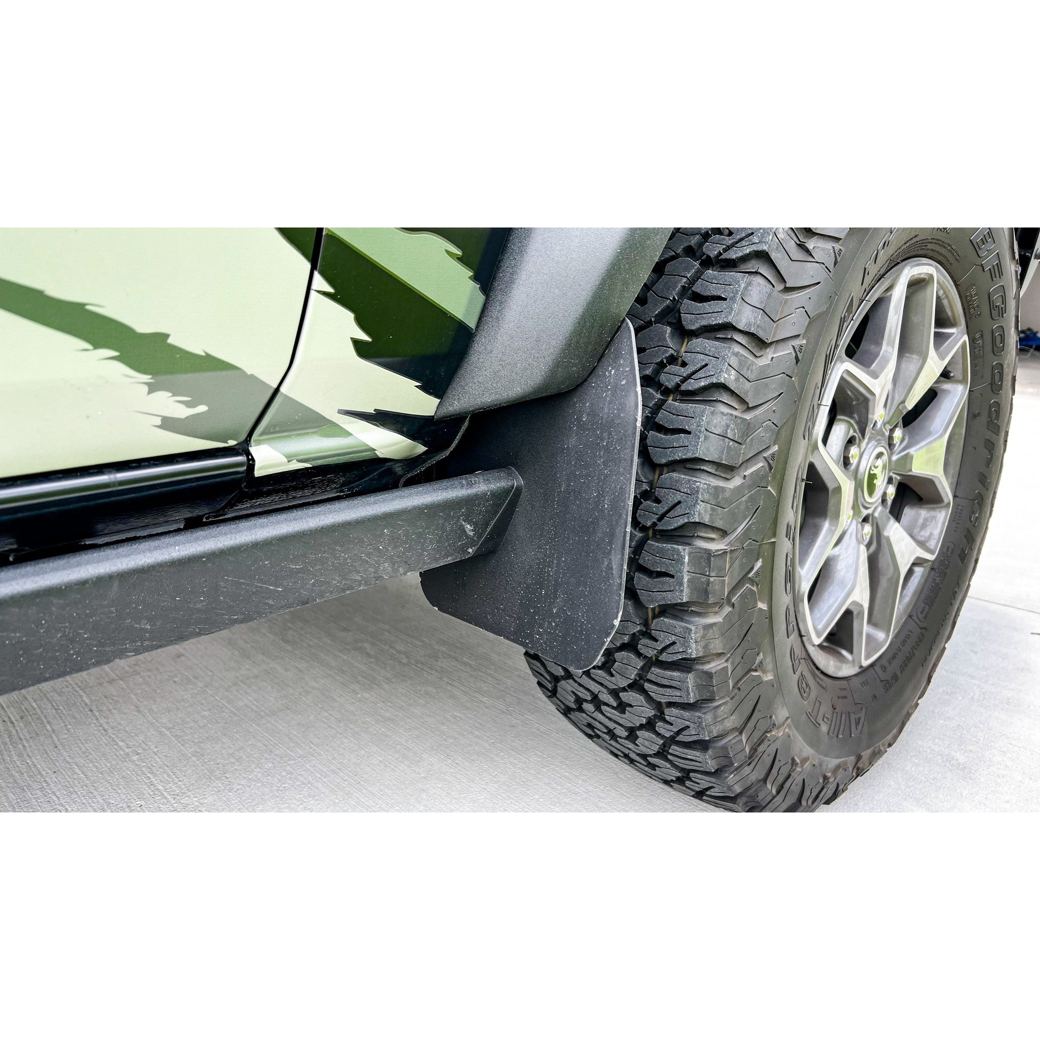 Buckle Up Off-Road Slide-In Rock Rail Mud Flaps For 2021+ Ford Bronco with Rock Rails | bub6gslideinflap