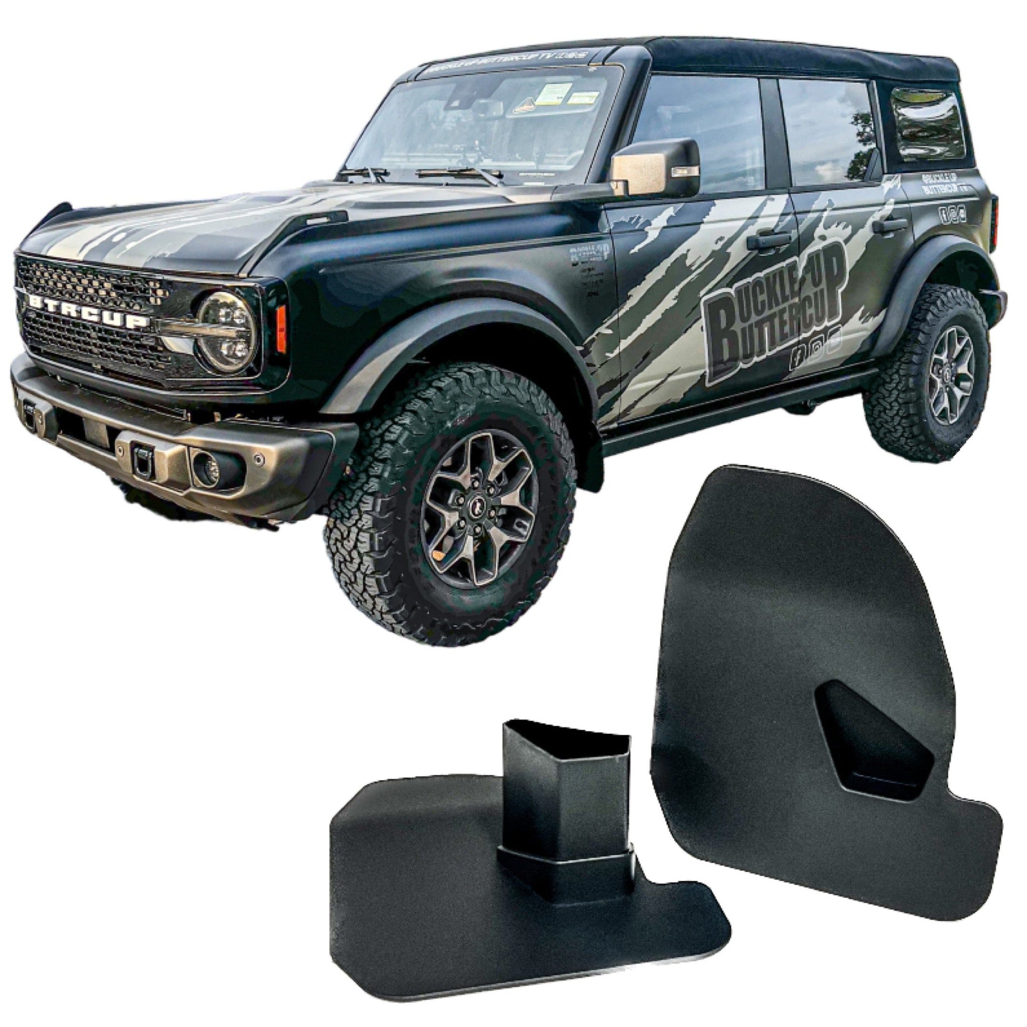 Buckle Up Off-Road Slide-In Rock Rail Mud Flaps For 2021+ Ford Bronco with Rock Rails | bub6gslideinflap