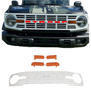 Buckle Up Off-Road Gloss White Vintage Grille for 2021+ Ford Bronco