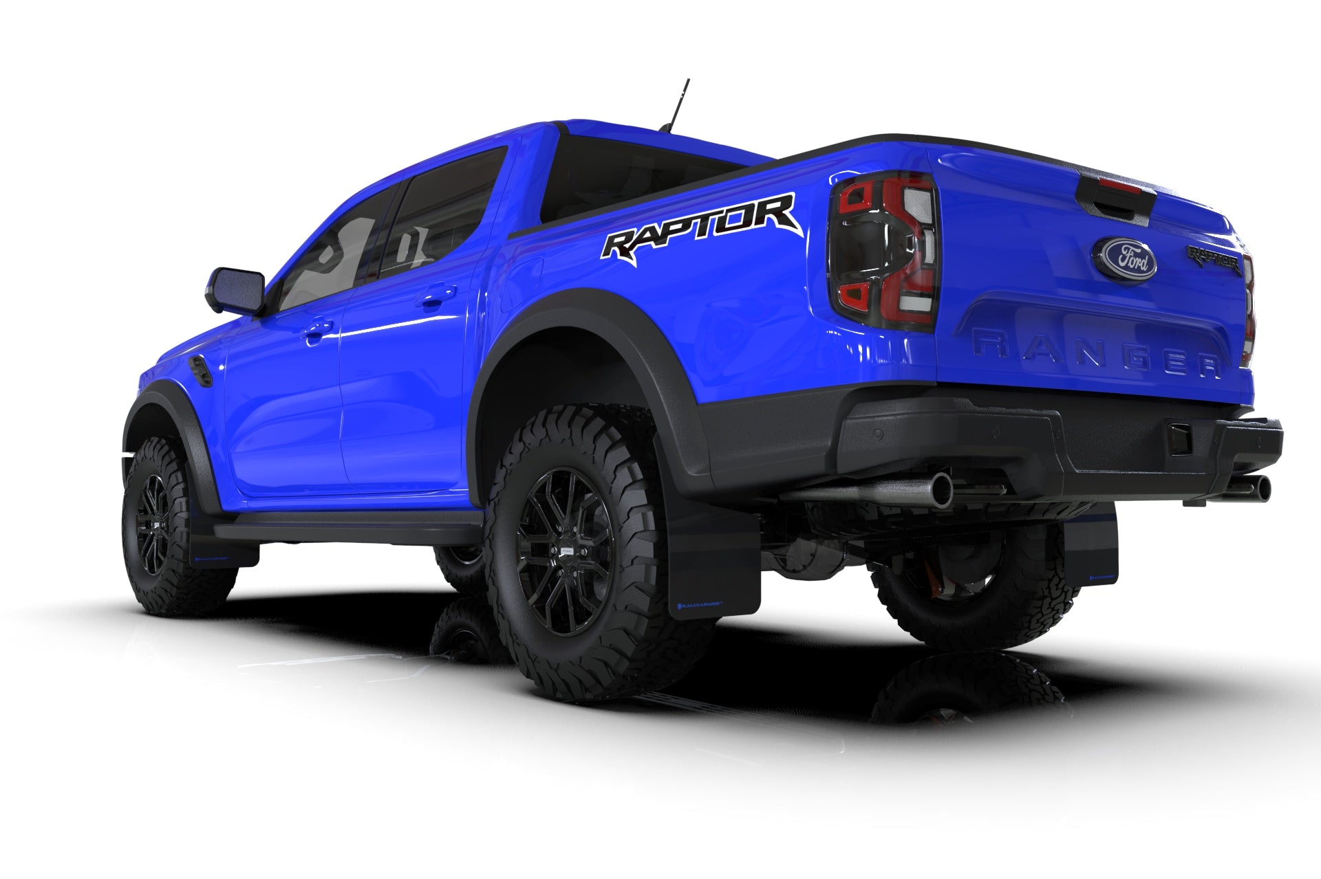 Rally Armor Mud flaps with Black Flap & Blue Logo for 24+ Ford Ranger Raptor