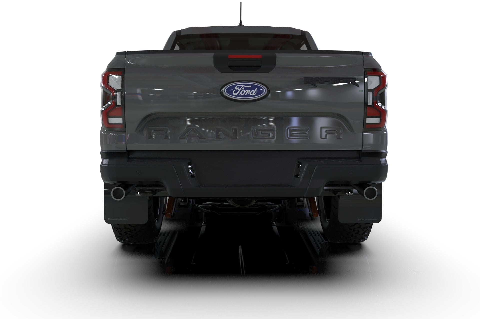 Rally Armor Mud flaps with Black Flap & Gray Logo for 23+ Ford Ranger Raptor