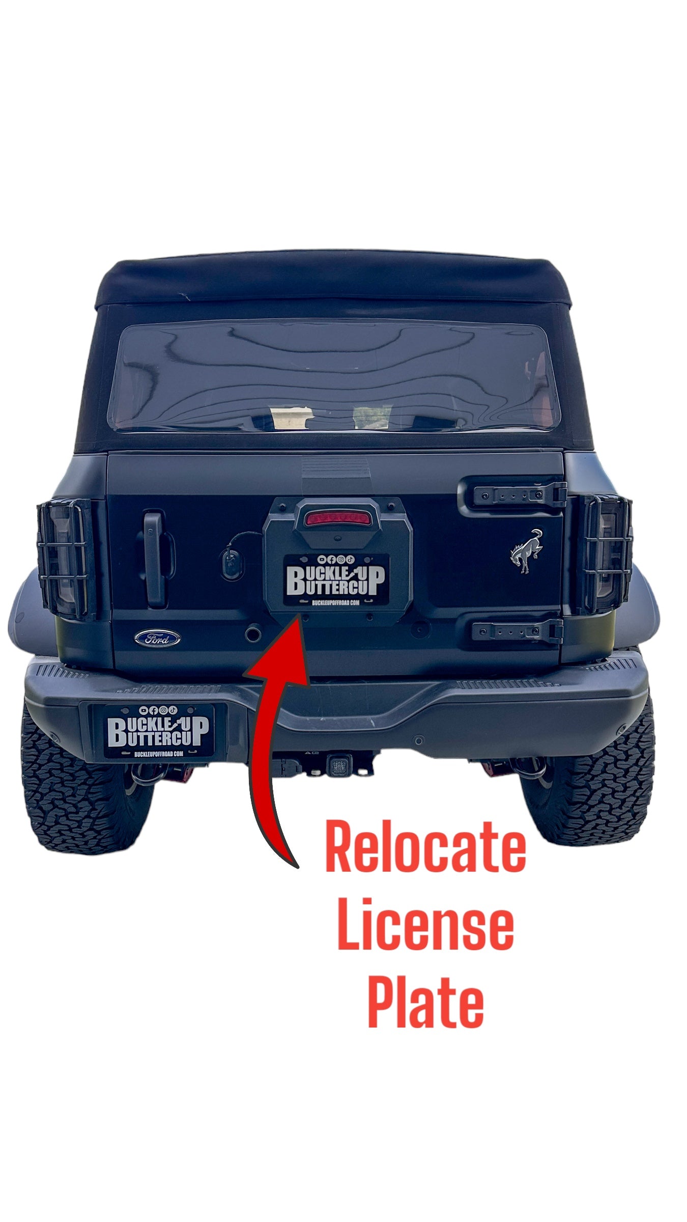 Buckle Up Off-Road Spare Tire Delete for 2021+ Ford Bronco with Optional License Plate Relocation | bub6gdelete