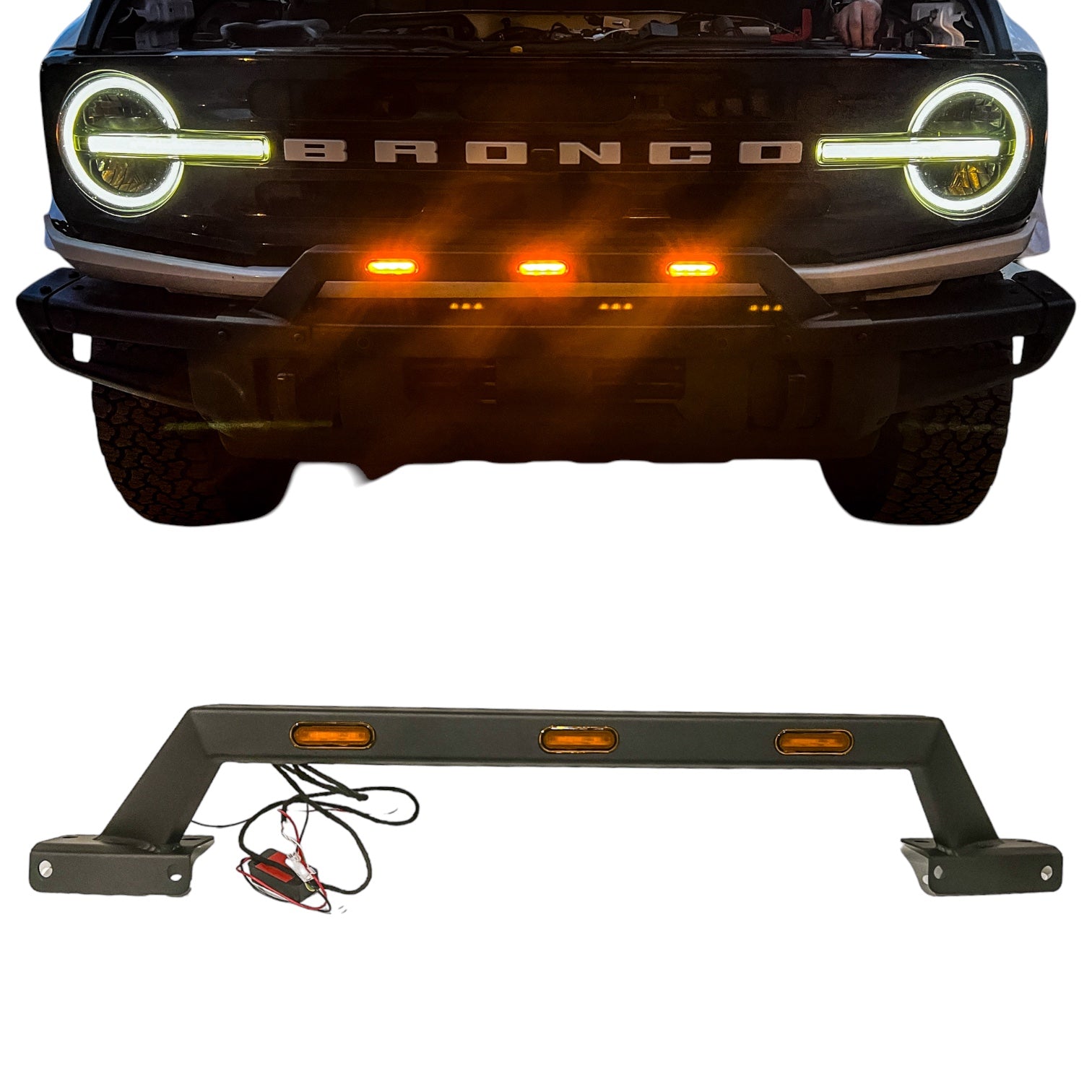 Lumen8 Bull Bar with Amber Lighting for 2021+ Ford Bronco with Modular Bumper | bub6gbaramber