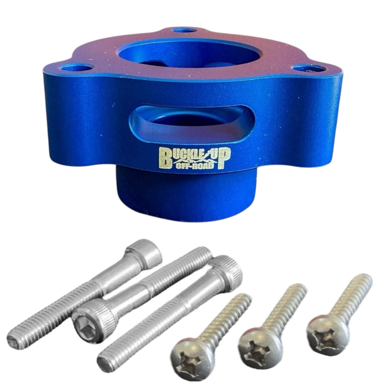 Buckle Up Off-Road Blue Blow Off Valve Spacer for Ford Bronco, Bronco Raptor, Ranger Raptor & More