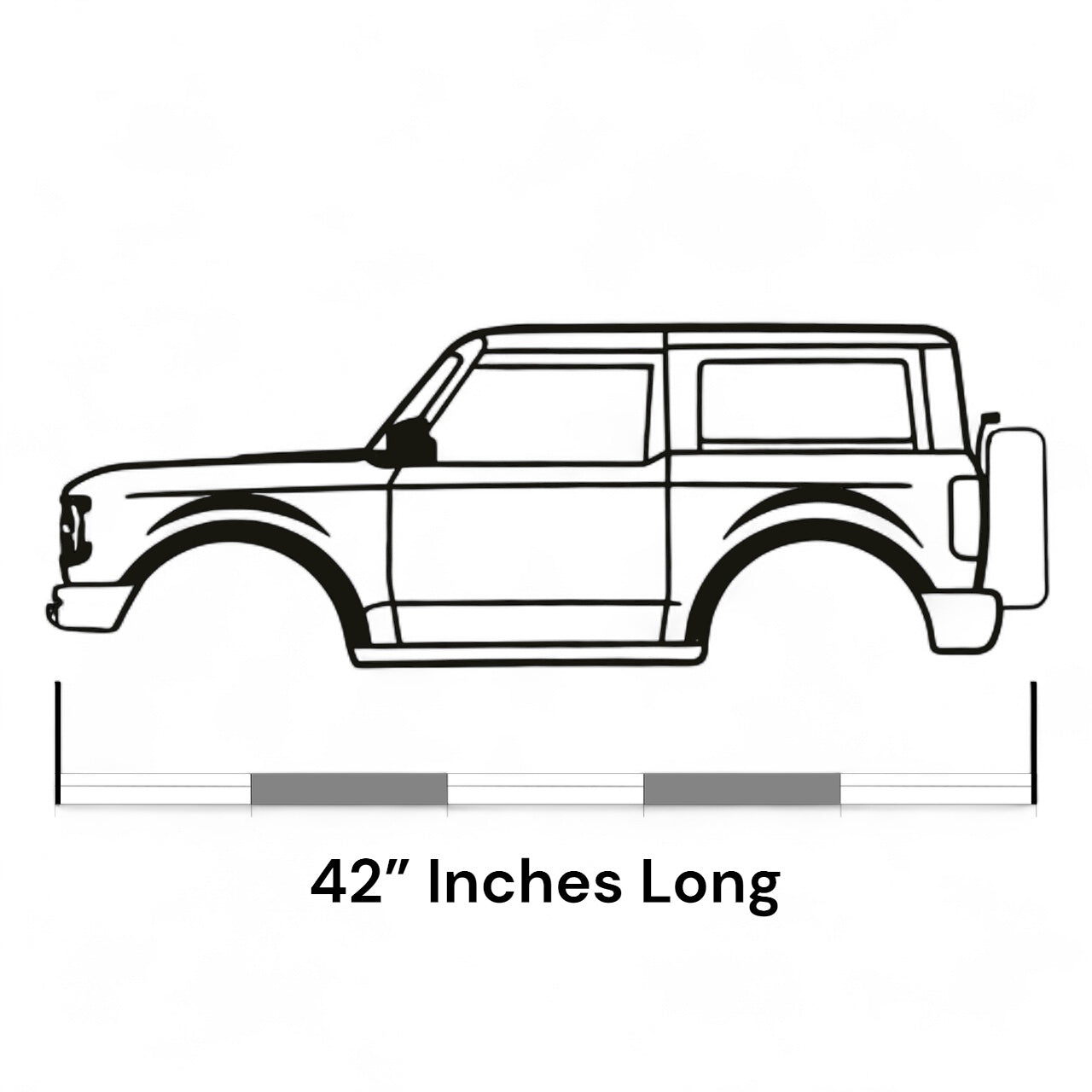 42" Metal Wall Art Hanging Silhouette of 21+ Ford Bronco (2 Door) | USA MADE