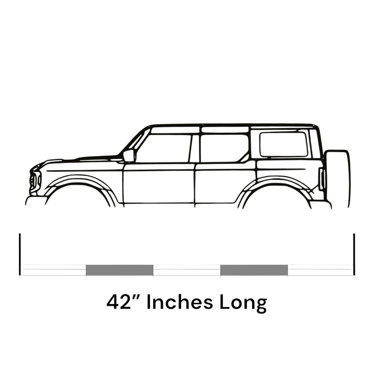 42" Metal Wall Hanging Silhouette of 21+ Ford Bronco (4 Door) | USA MADE