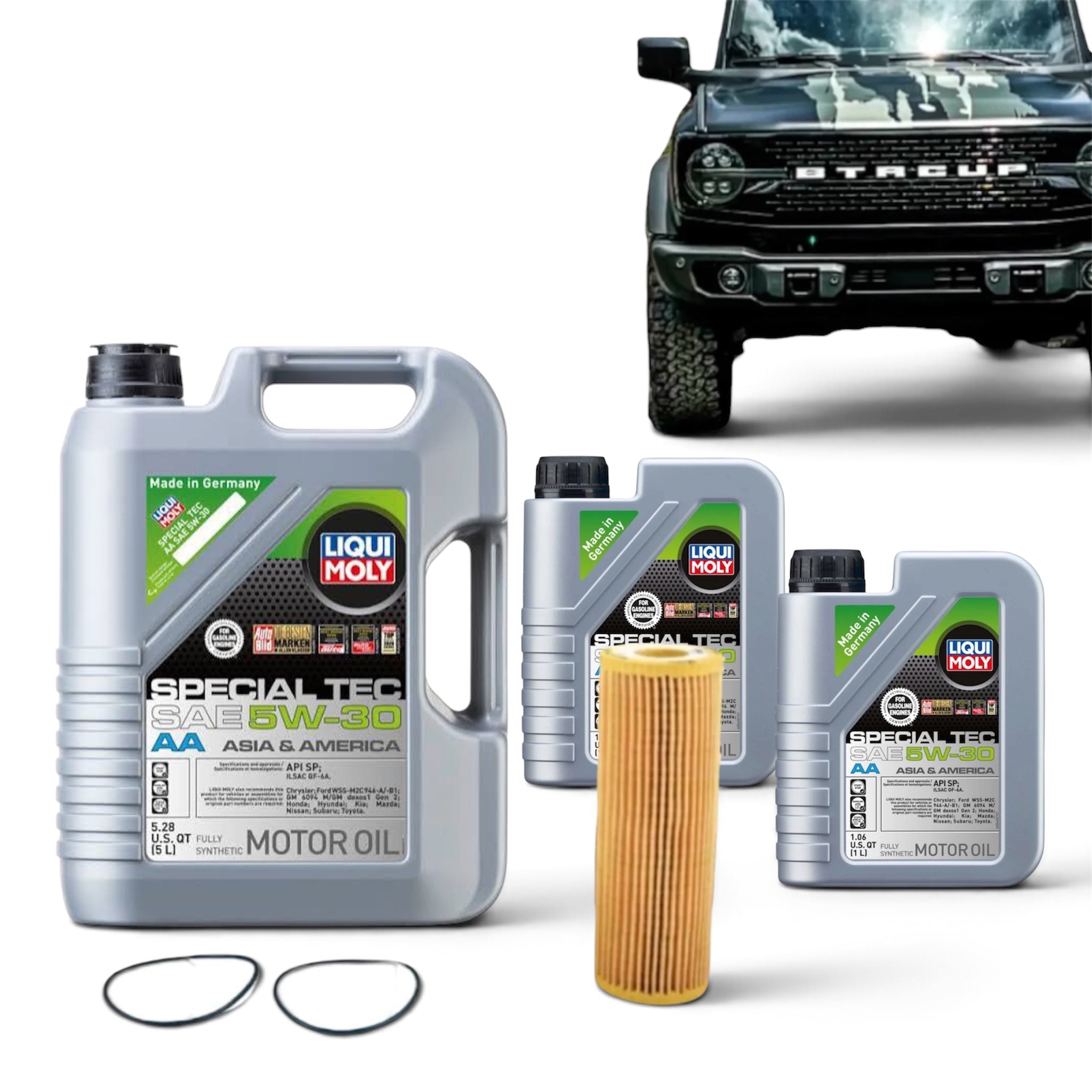 LIQUI MOLY Special Tec AA 5W-30 Motor Oil Change Kit for 2.7l Ford Bronco WITHOUT Drain Plug