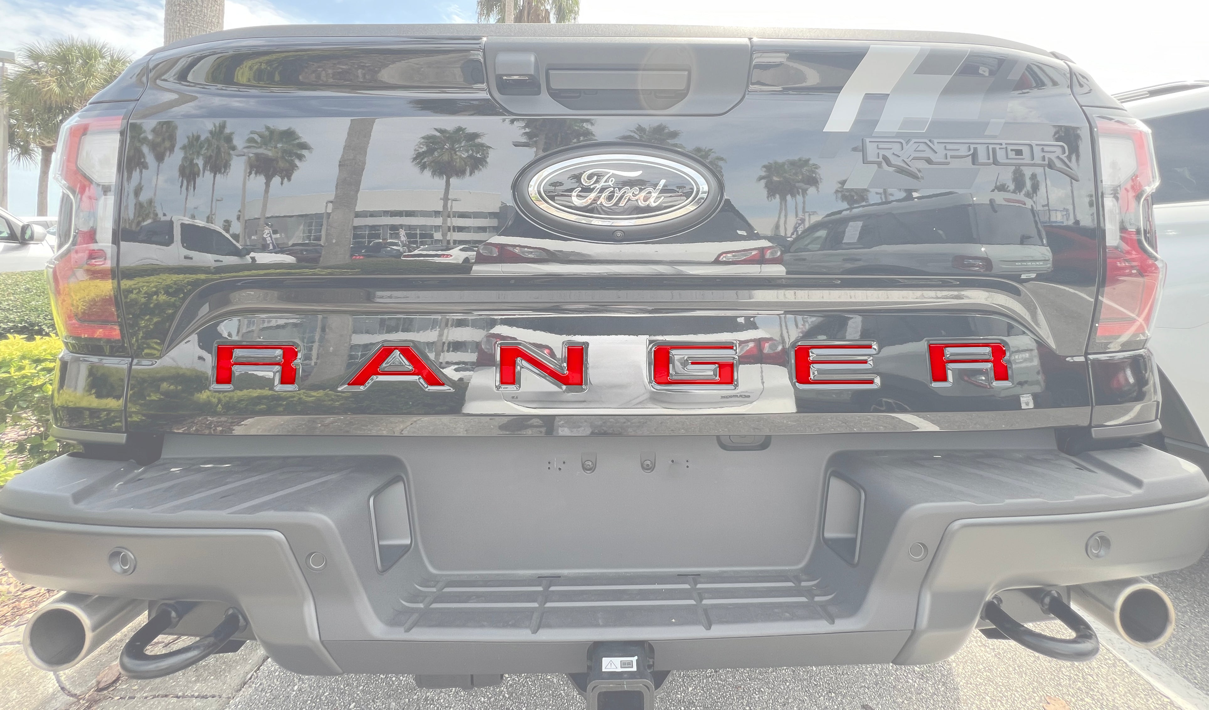 tuf-RAG024-RBS-M · Tufskinz Tailgate Letter Inserts Fits 2024-2025 Ford Ranger Reflective BlackShadow