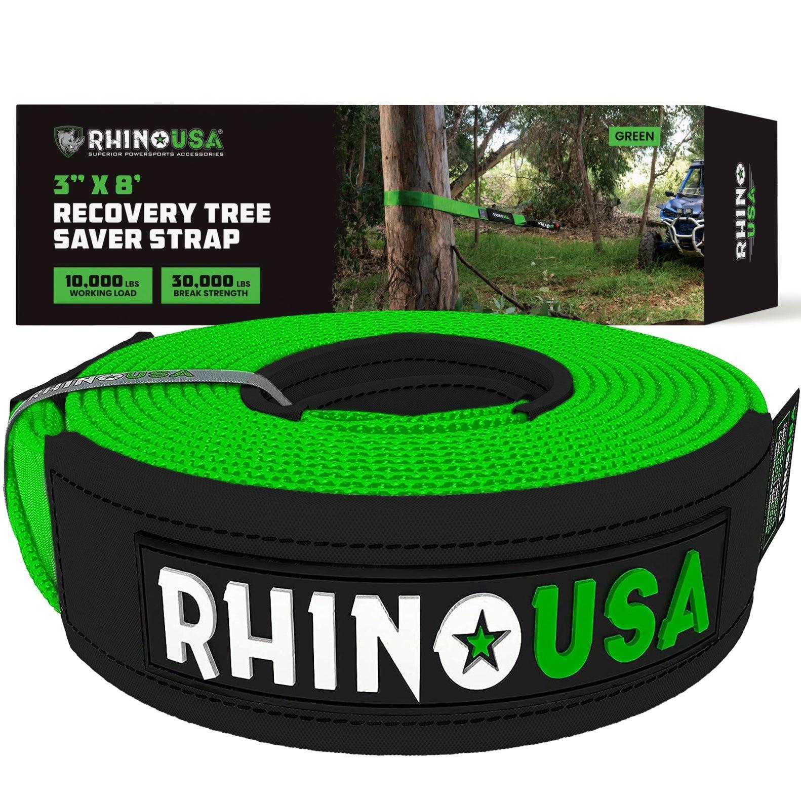 Rhino USA Recovery Tree Saver Strap 3Inx8Ft (Green) | RG-TS3X8-GRN