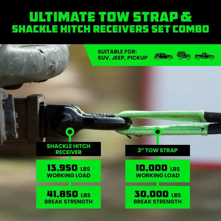 Rhino USA 20Ft Tow Strap/Hitch Combo | RNO-20STRAPHITCH
