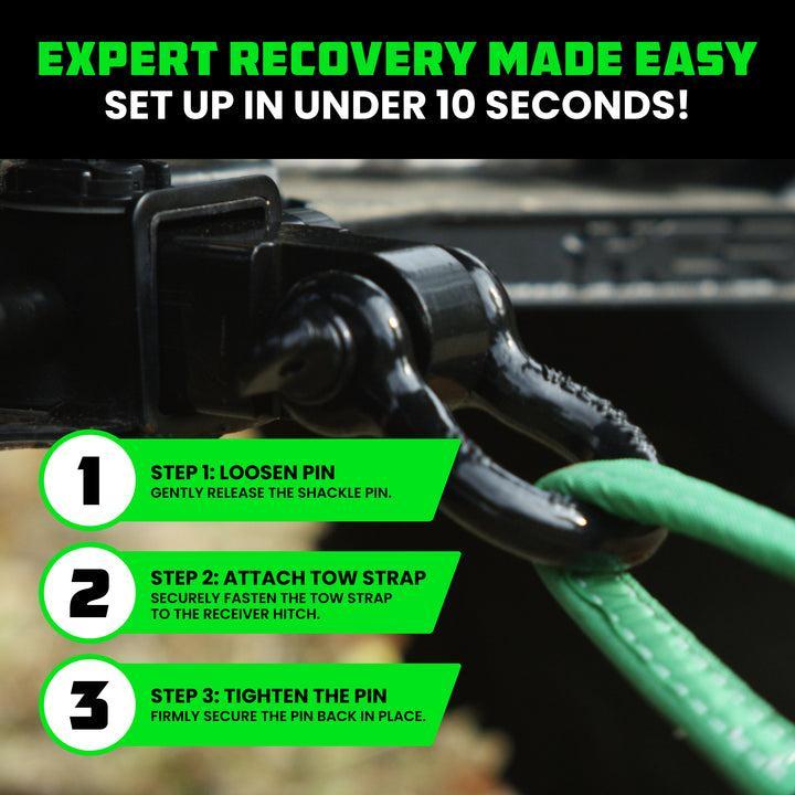 Rhino USA 20Ft Tow Strap/Hitch Combo | RNO-20STRAPHITCH