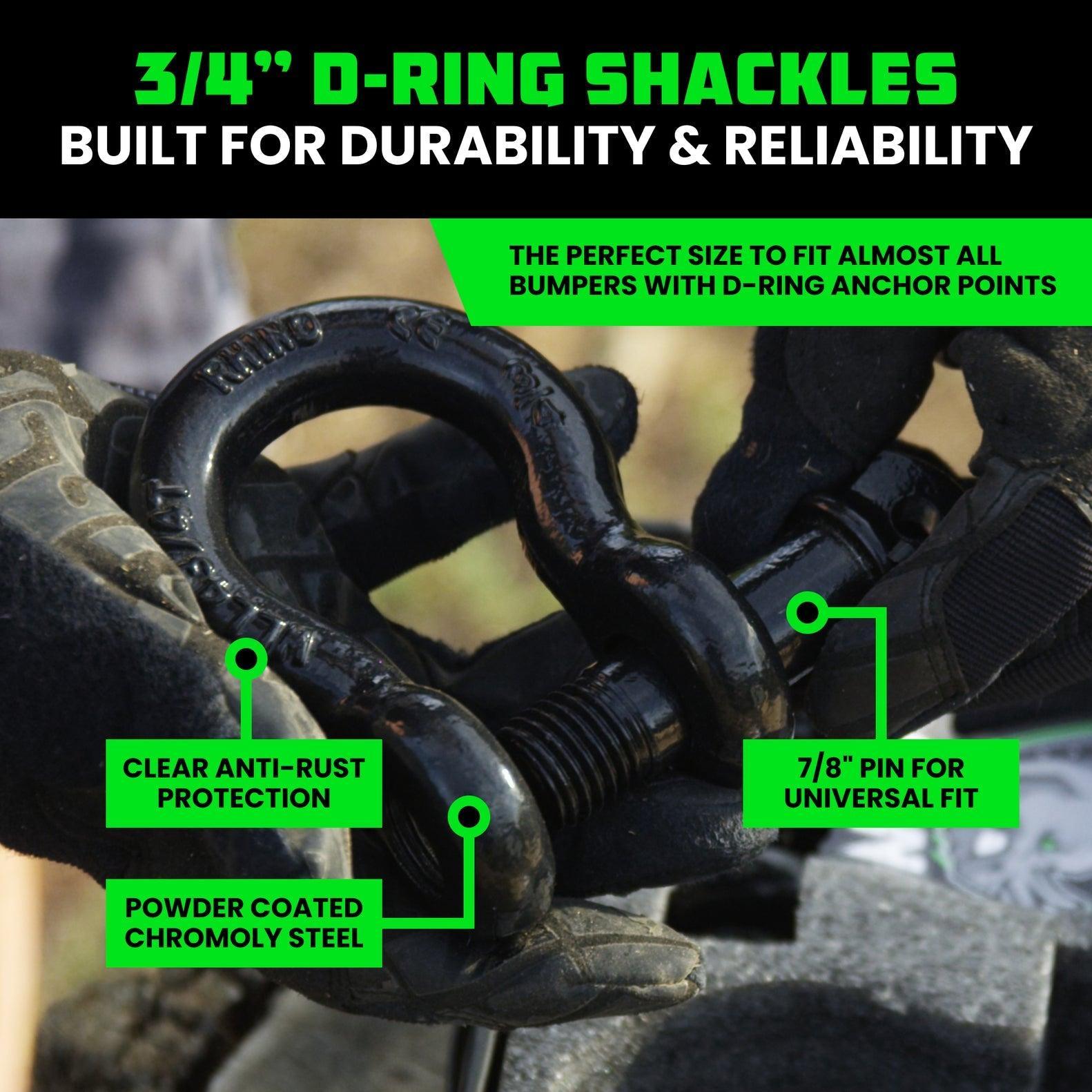 Rhino USA 20Ft Tow Strap/Shackles Combo | RNO-SHACKSTRAP20