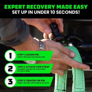Rhino USA 20Ft Tow Strap/Shackles Combo | RNO-SHACKSTRAP20