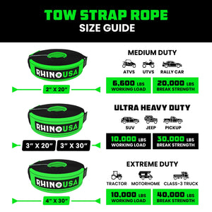 Rhino USA 20Ft Tow Strap/Shackles Combo | RNO-SHACKSTRAP20