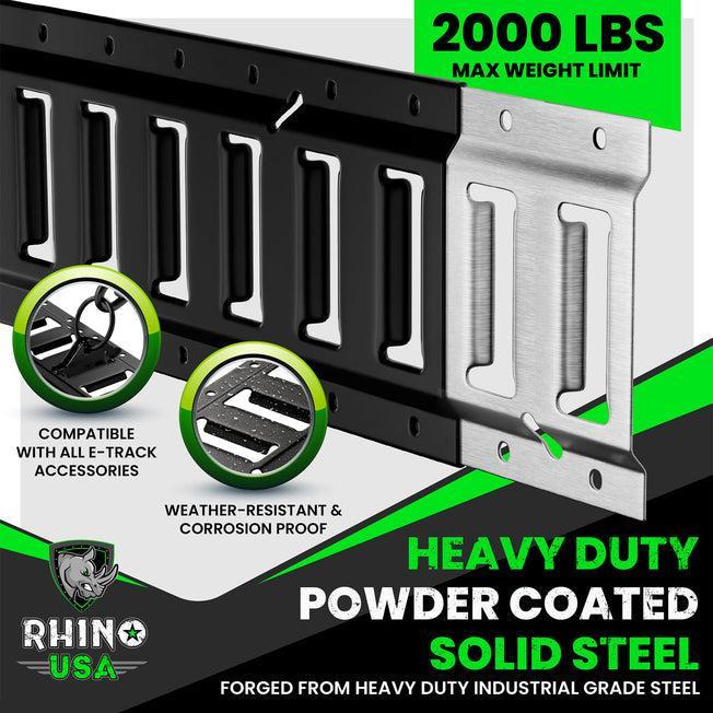 Rhino USA 8Ft E-Track Tie-Down Rails, Silver (4 Pack) | TD-ETRAIL8-4PK-SVR