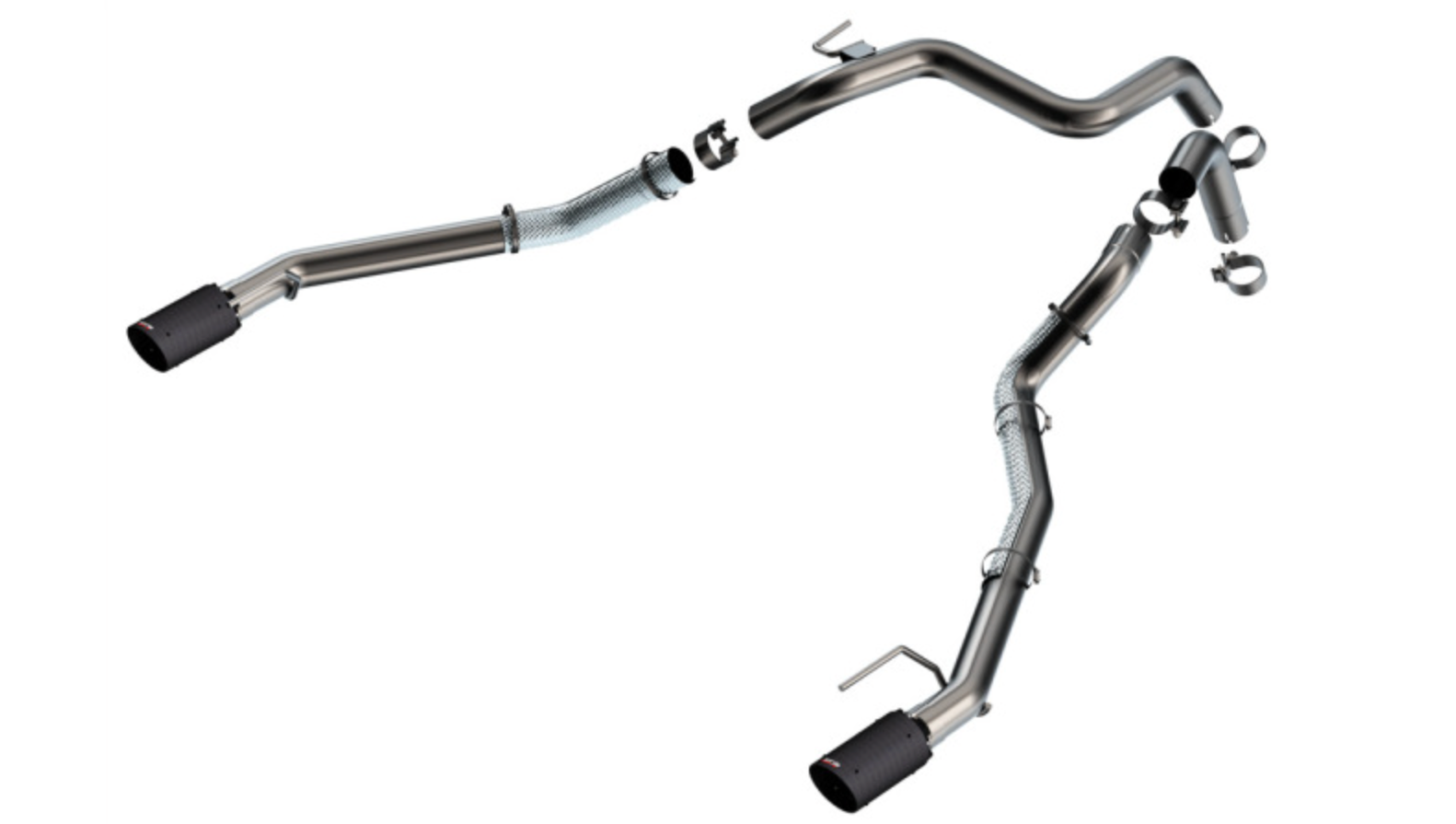 Borla Tail Pipe Kit 4in Tip Carbon Fiber Black Anodized - 2024+ Ford Ranger Raptor