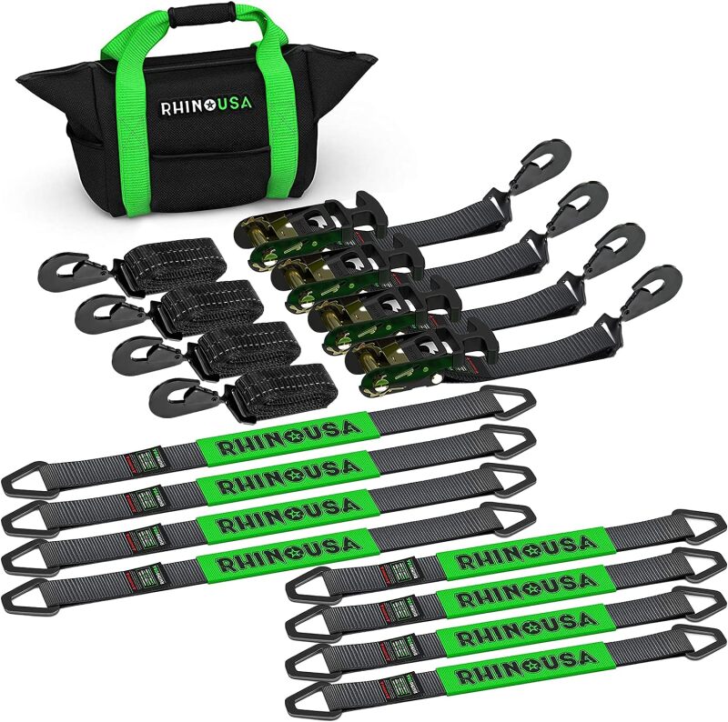 Rhino USA Heavy Duty Vehicle Tie Down Kit (Snap Hook) | TD-VS2INKIT-SNAP
