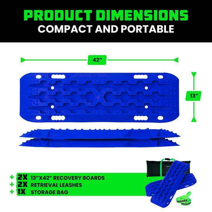 Rhino USA Recovery Traction Boards - Blue (Pair) | RG-TB42X13-BLU